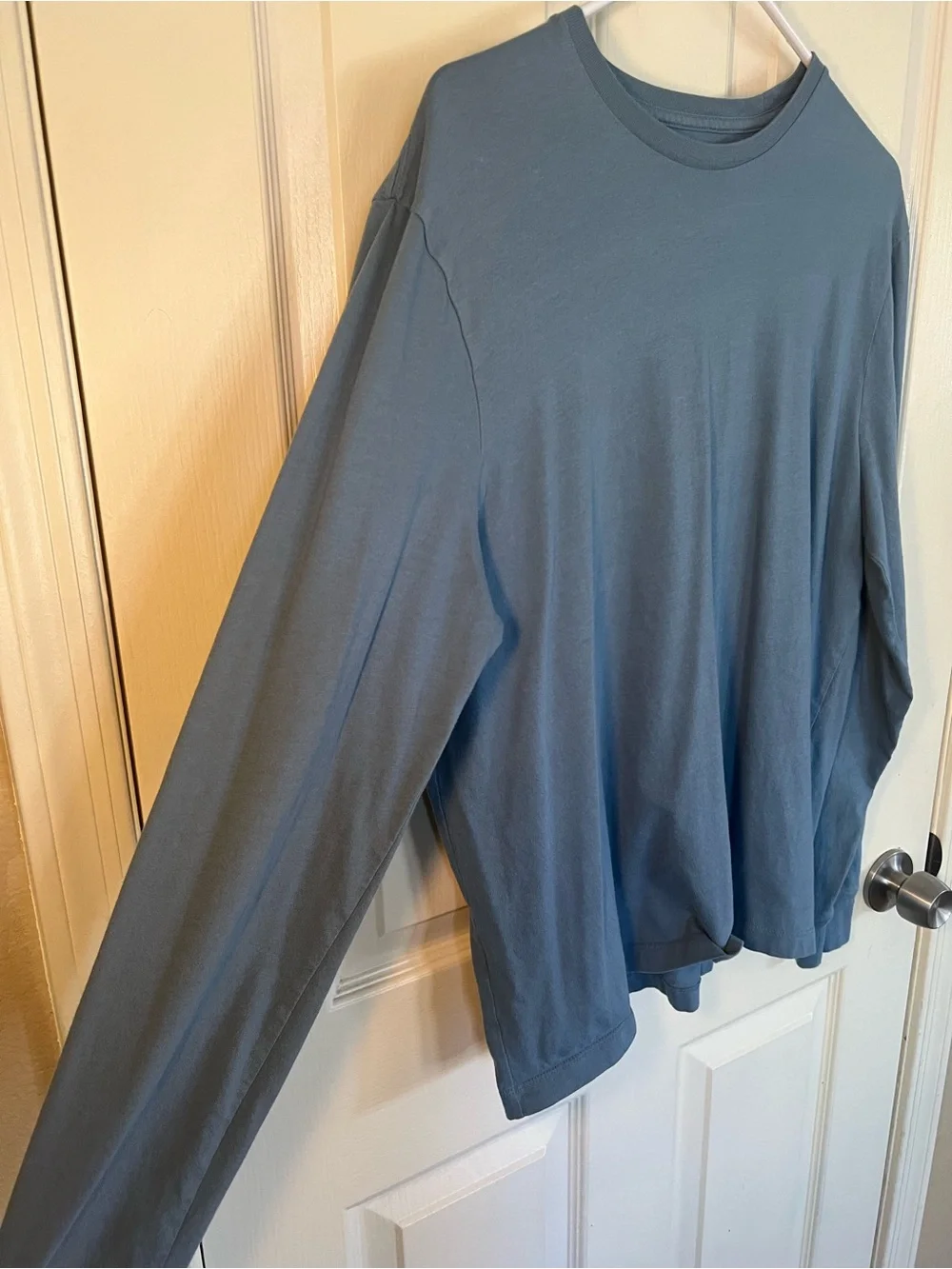 J.Crew Washed Cotton Long Sleeve Tee Blue Crewneck T-Shirt Size Large